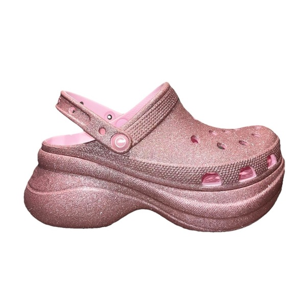 CROCS Shoes - CROCS Pink Milk Glitter Bae Platform Clogs